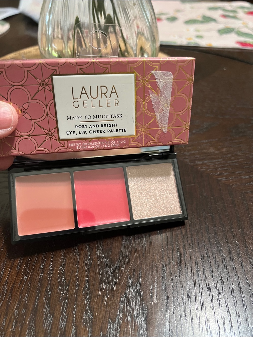 New Laura Geller Rosy & Bright Multi-Use Palette - Peach, Pink, Champagne